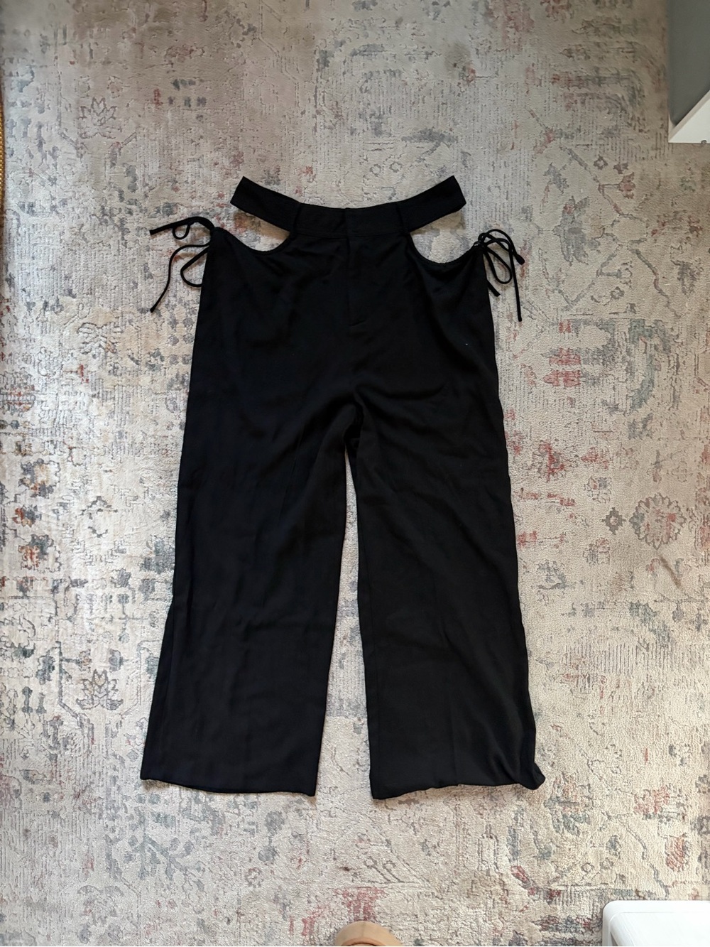 Black Wide-Leg Cutout pants